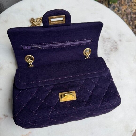 Chanel Reissue 2.55 Flap Bag Quilted Jersey 224 Double Flap Crossbody - Picture 10 of 14